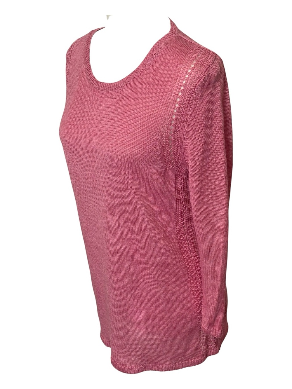 TALBOTS Raspberry Pink Linen Open Weave Sweater Size Medium